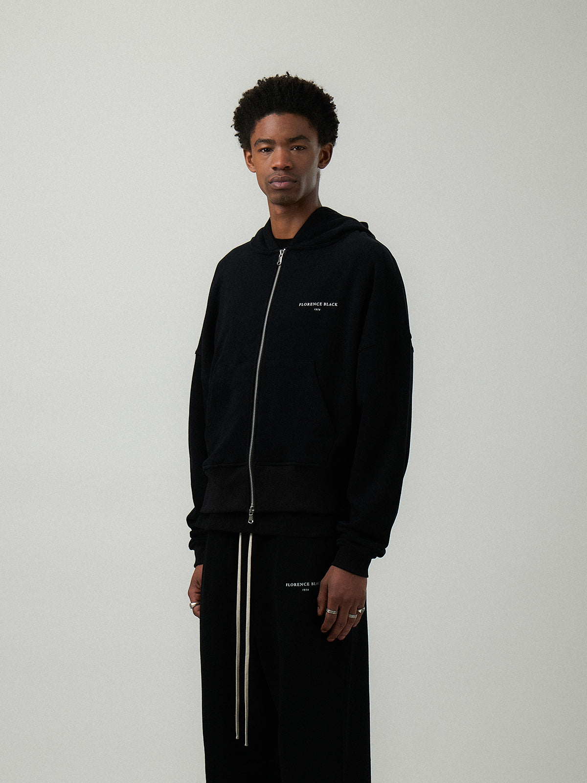 Florence Black 1954 Crop Black Zip-Up Hoodie